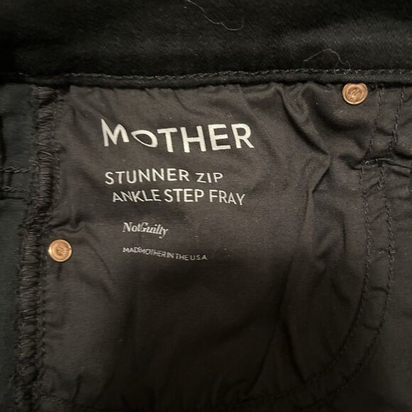 Mother Jeans Black Stunner Zip Ankle Step Fray Not Guilty Denim Womens Size 30 - Picture 15 of 15